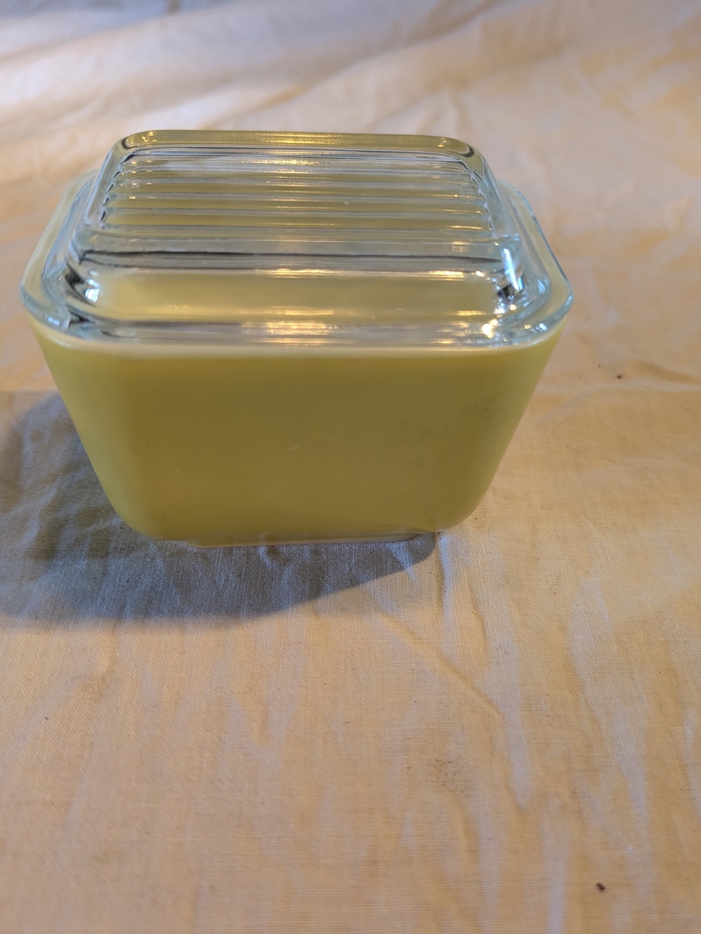 2/40$ Pyrex Yellow Glass Butter Dish with Clear Ribbed Lid